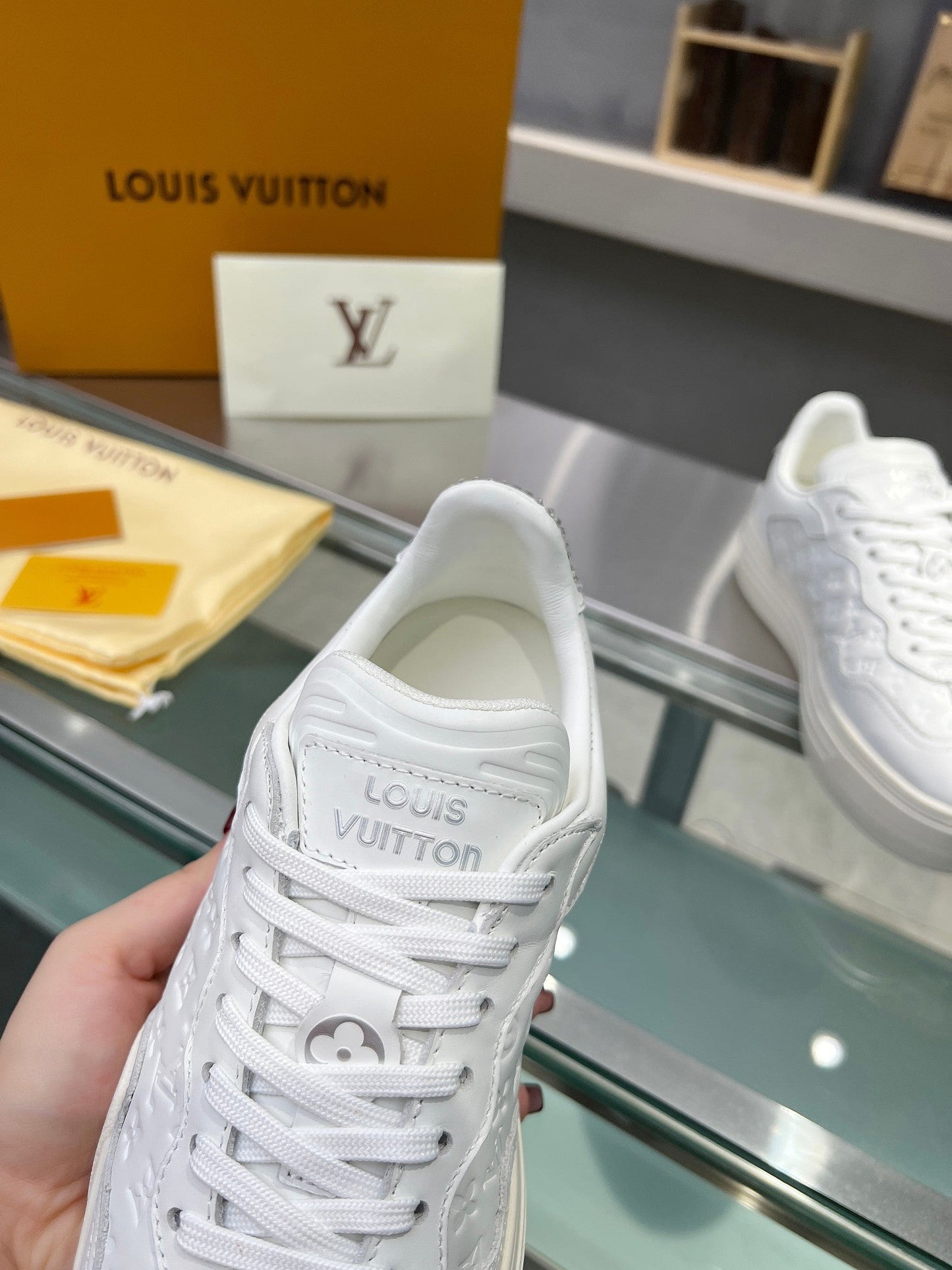 LOUIS VUITTON LV WOMEN GROOVY PLATFORM IN WHITE EMBOSSED CALFSKIN