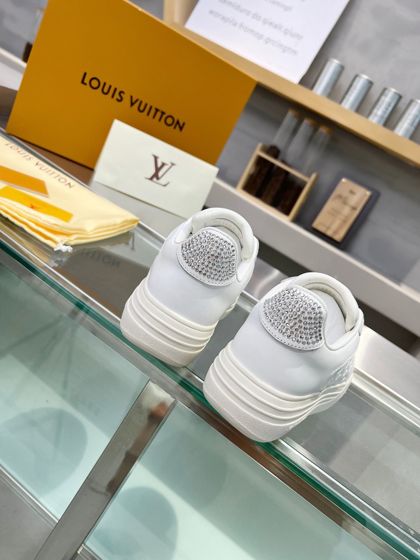 LOUIS VUITTON LV WOMEN GROOVY PLATFORM IN WHITE EMBOSSED CALFSKIN