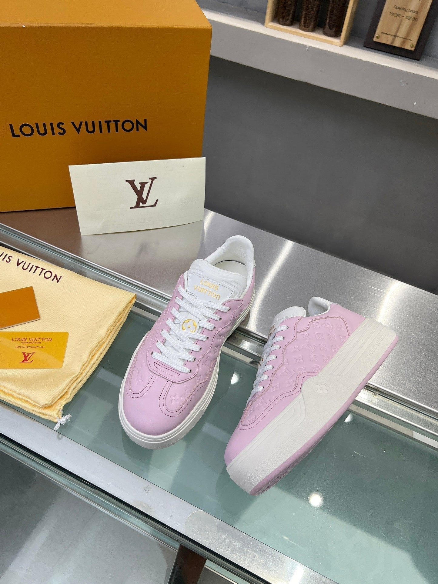 LOUIS VUITTON LV WOMEN GROOVY PLATFORM IN LIGHT PINK EMBOSSED CALFSKIN
