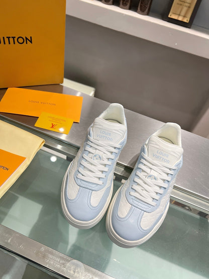 LOUIS VUITTON LV WOMEN GROOVY PLATFORM IN WHITE MIX LIGHT BLUE EMBOSSED CALFSKIN