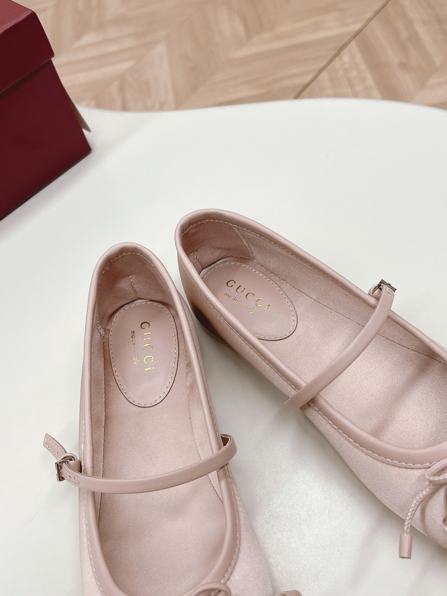 GUCCI BALLET FLAT PASTEL PINK SILK