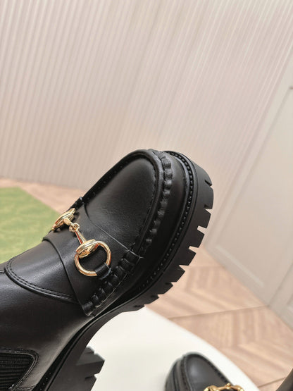 GUCCI MARTIN HORSEBIT BOOTS IN BLACK IMPORTED CALFSKIN