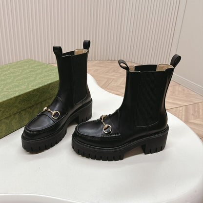 GUCCI MARTIN HORSEBIT BOOTS IN BLACK IMPORTED CALFSKIN