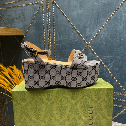 GUCCI HORSEBIT FLATFORM SANDAL LEAD CALFSKIN