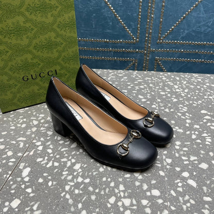 GUCCI HIGH PUMP 55MM IN BLACK SHEEPSKIN