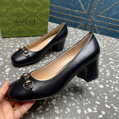 GUCCI HIGH PUMP 55MM IN BLACK SHEEPSKIN