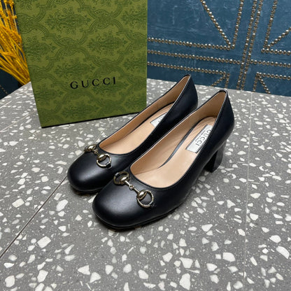 GUCCI HIGH PUMP 55MM IN BLACK SHEEPSKIN