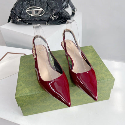 GUCCI SIGNORIA 45 SLINGBACK PUMP BLOOD LAMBSKIN