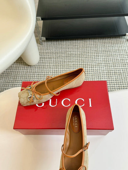 GUCCI BALLET FLAT TORTILLA FABRIC