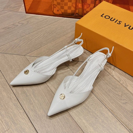 LOUIS VUITTON LV LOW HEEL SLINGBACK WHITE