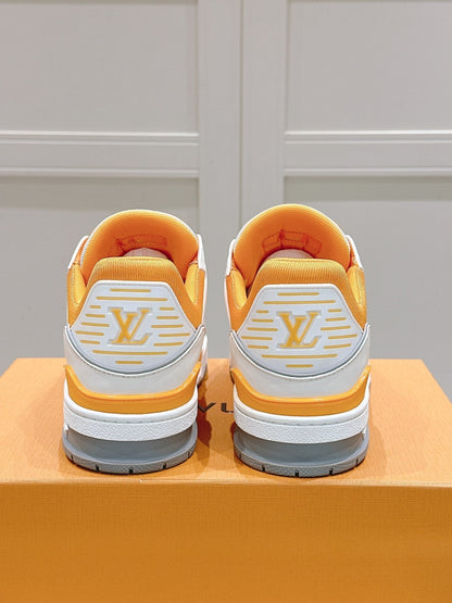 LOUIS VUITTON LV TRAINER SNEAKER IN SAFFRAN YELLOW GRAINED CALFSKIN