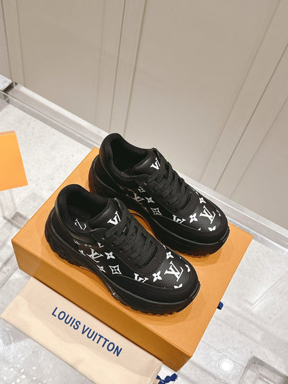 LOUIS VUITTON RUN AWAY SNEAKER IN BLACK MIX WHITE CALFSKIN
