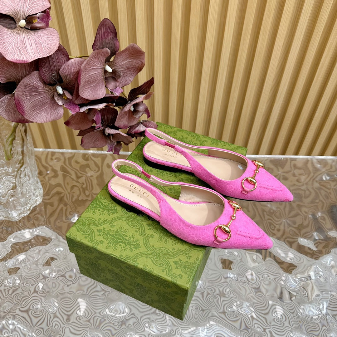 GUCCI WOMEN'S SLIDE SANDAL WITH CROSS BRIGHT PINK CANVAS