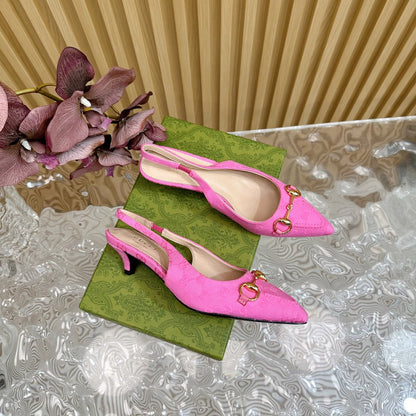 GUCCI WOMEN'S HORSEBIT SLINGBACK PUMP BRIGHT PINK CANVAS