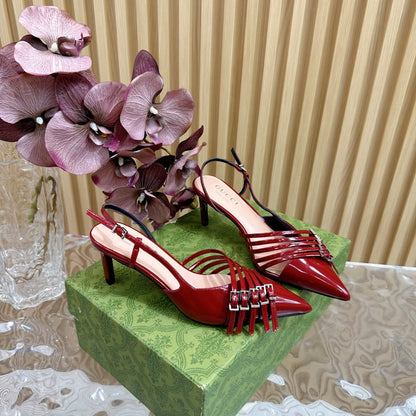 GUCCI SLINGBACK PUMP 6 CM IN BLOOD RED GLOSSY CALFSKIN