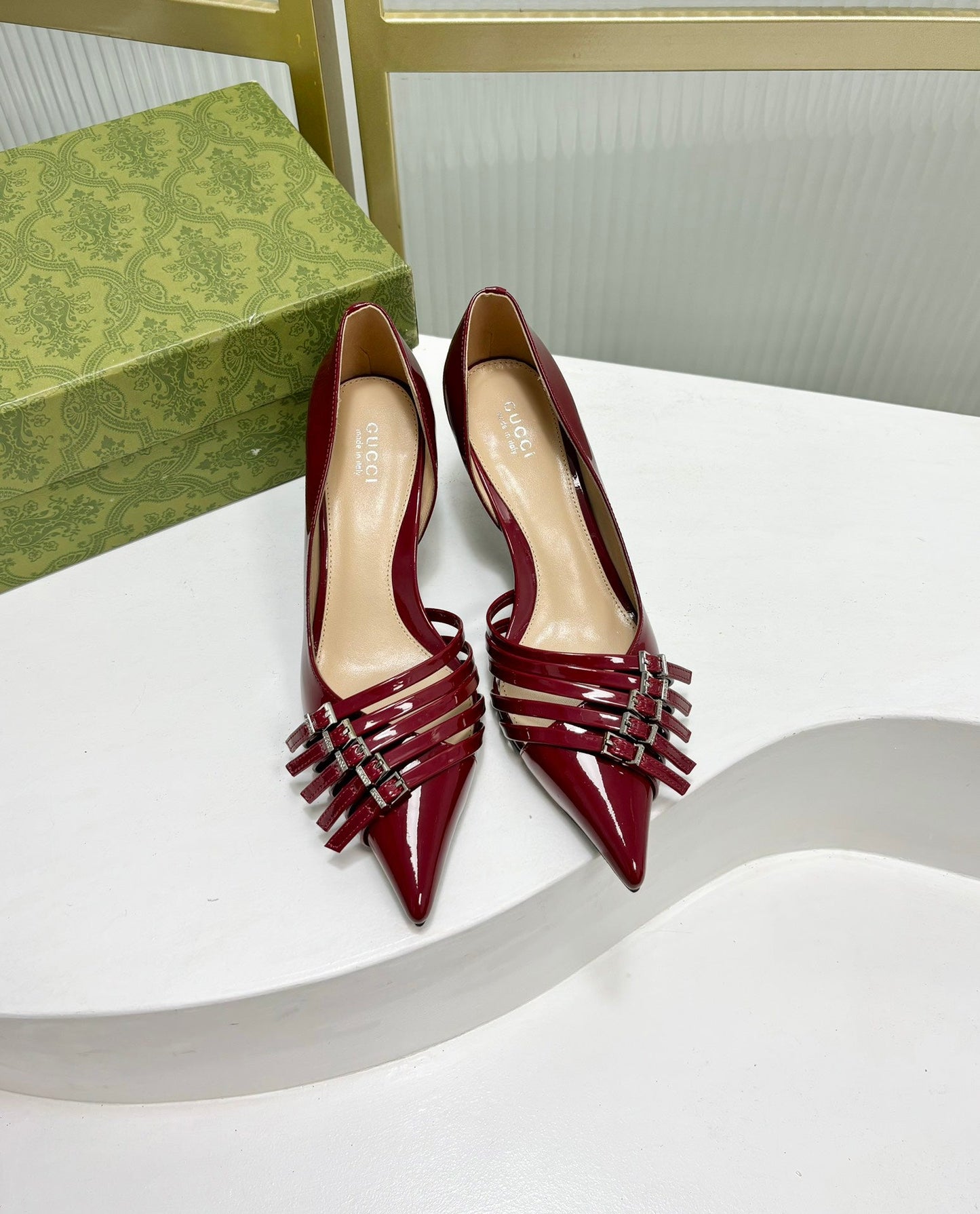 GUCCI HIGH PUMP 6 CM IN CRIMSON RED CALFSKIN