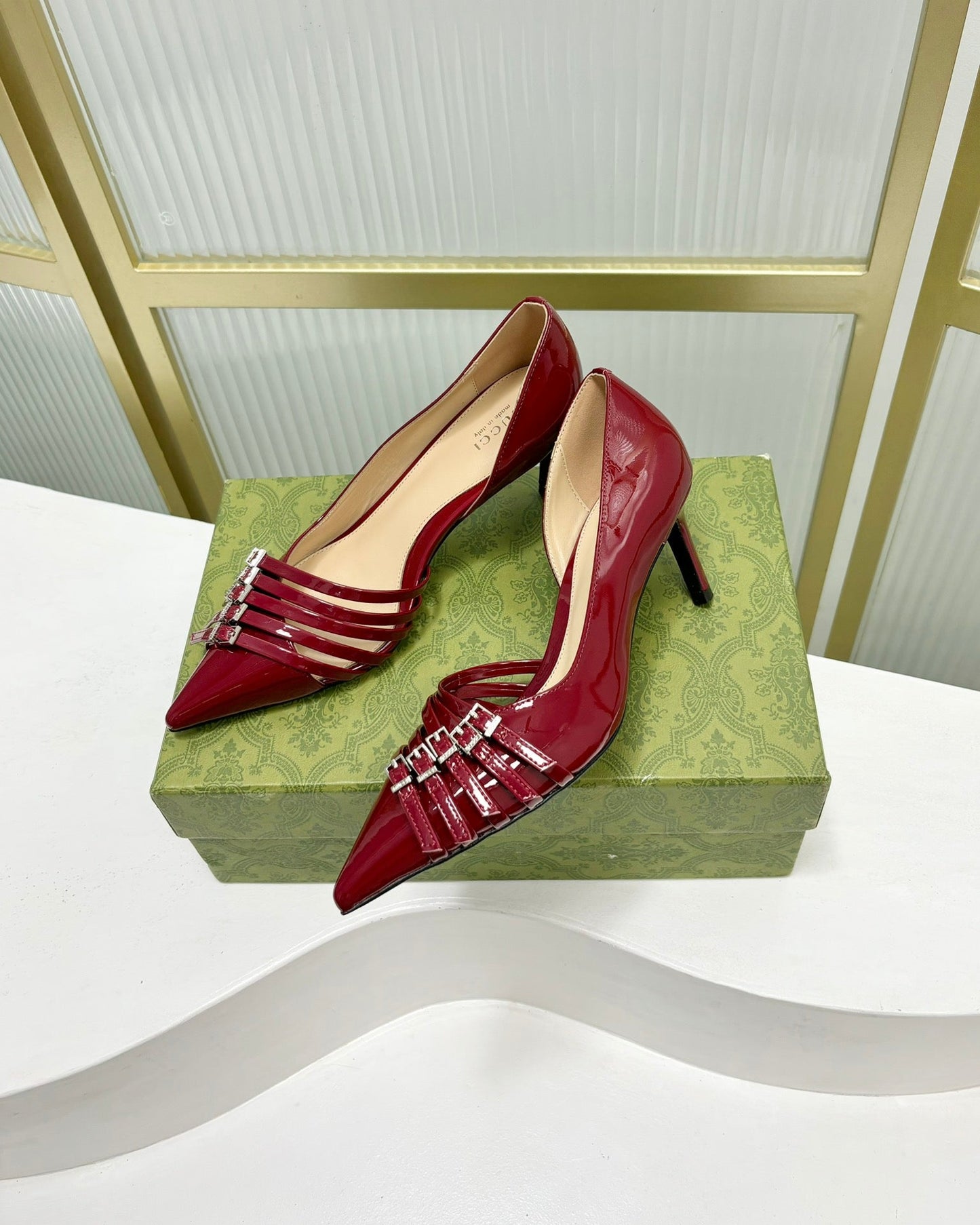GUCCI HIGH PUMP 6 CM IN CRIMSON RED CALFSKIN