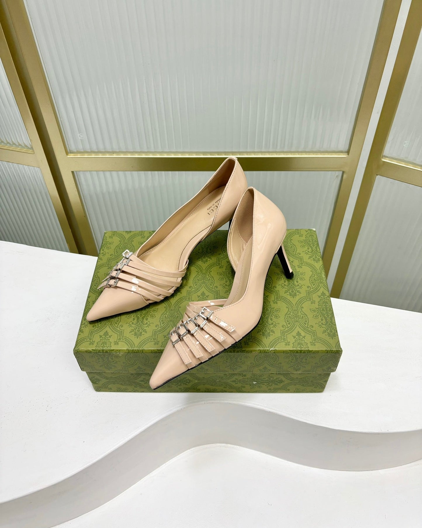 GUCCI HIGH PUMP 6 CM IN TAN BEIGE CALFSKIN