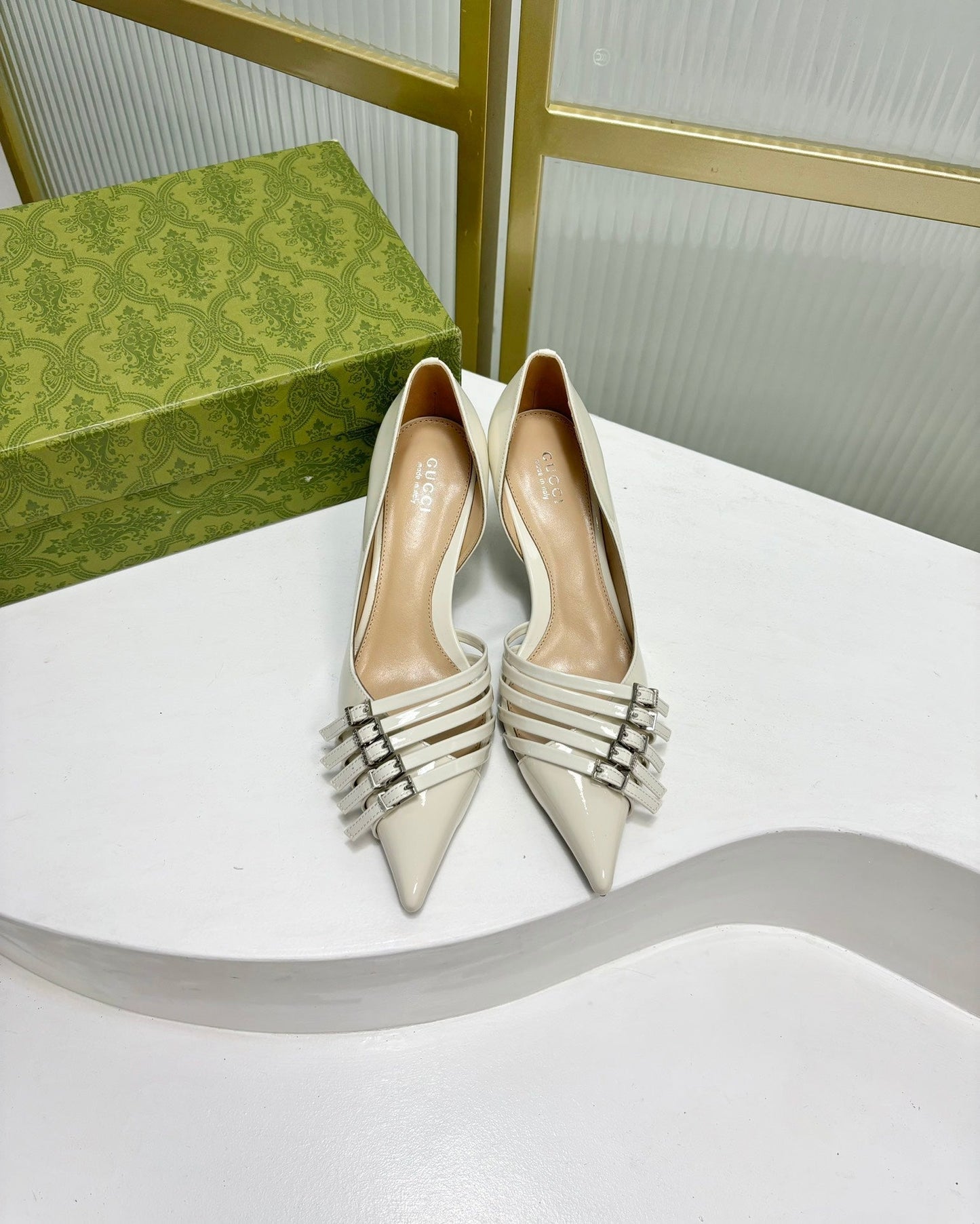 GUCCI HIGH PUMP 6 CM IN WHITE CALFSKIN