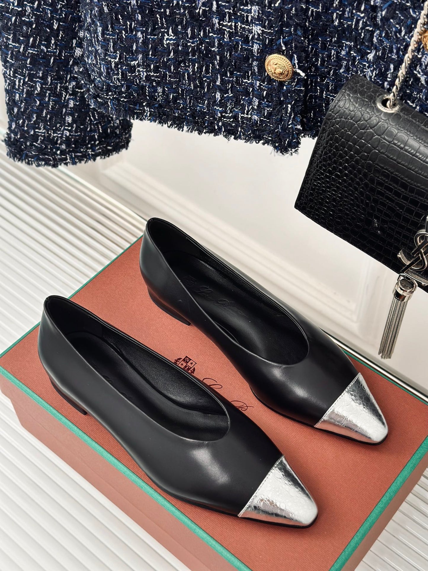 LP REBECCA BALLET FLATS BLACK WAXED LEATHER