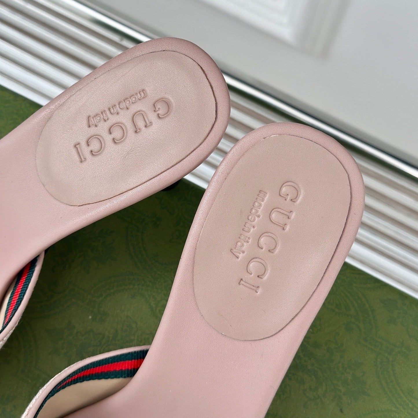 GUCCI Vintage High Heel Slippers Pink Blush