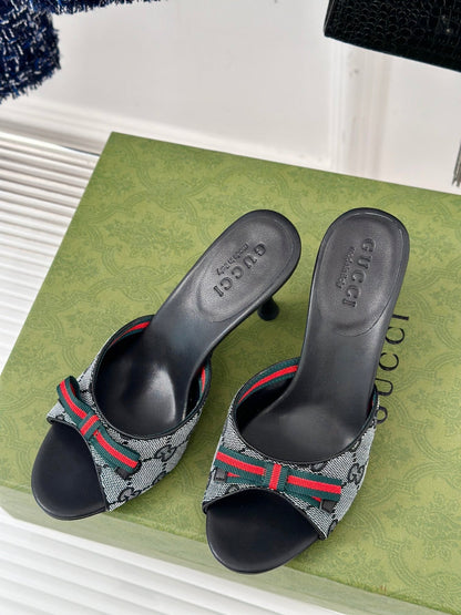 GUCCI Vintage High Heel Slippers Black