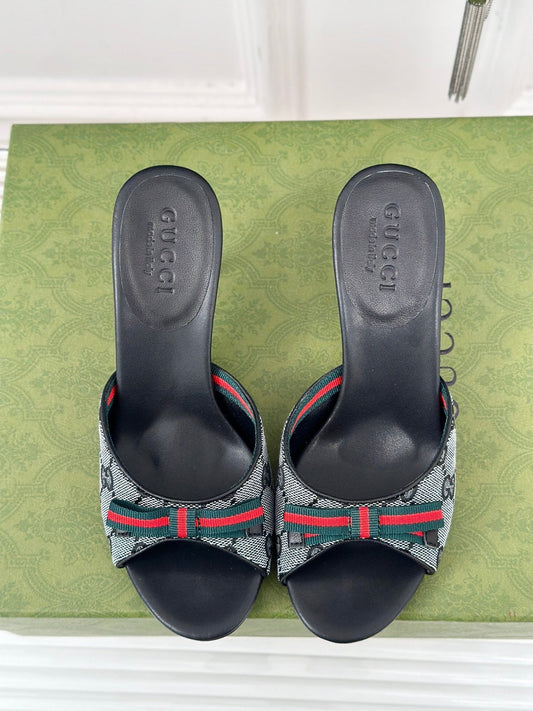GUCCI Vintage High Heel Slippers Black