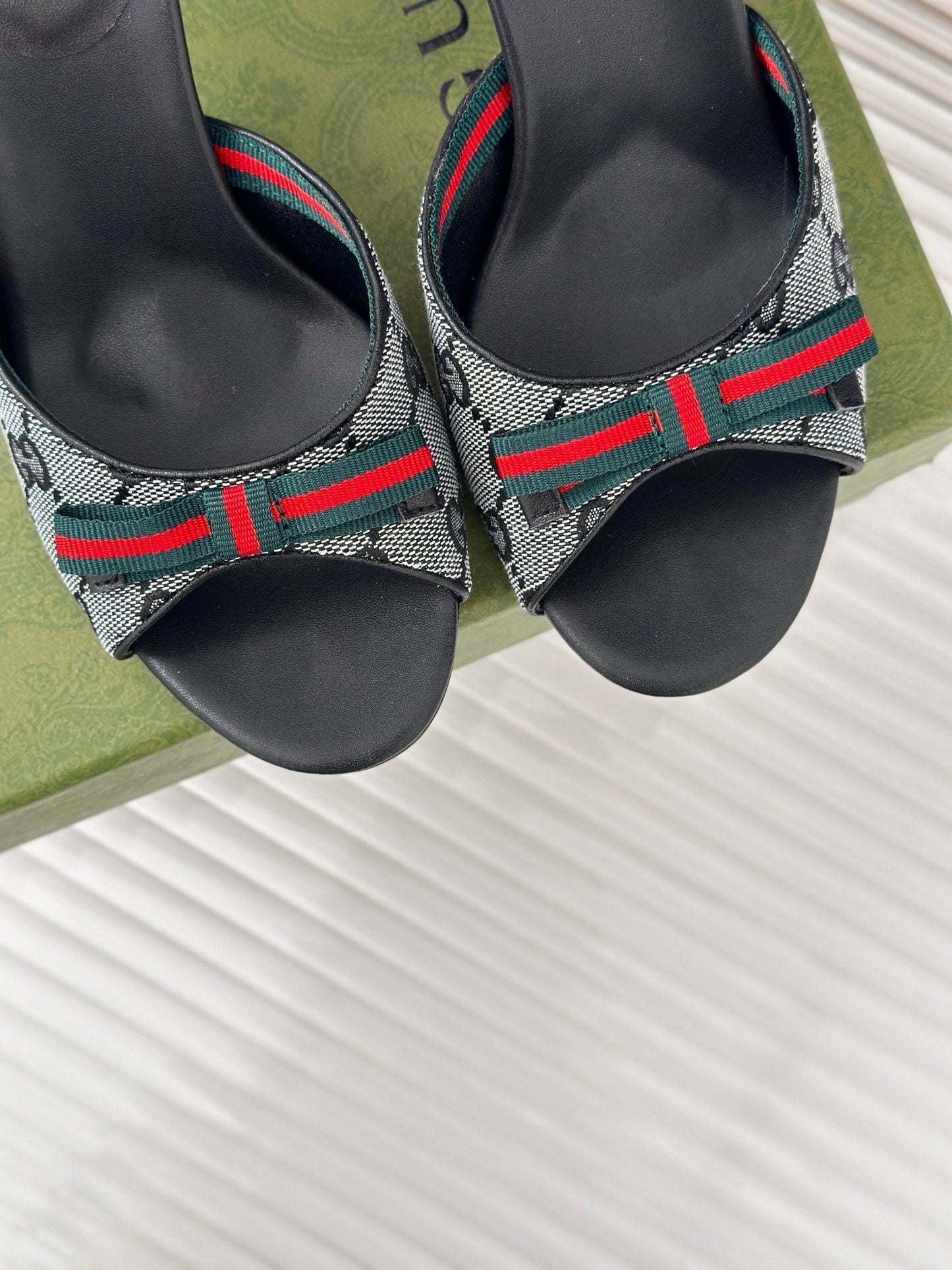 GUCCI Vintage High Heel Slippers Black