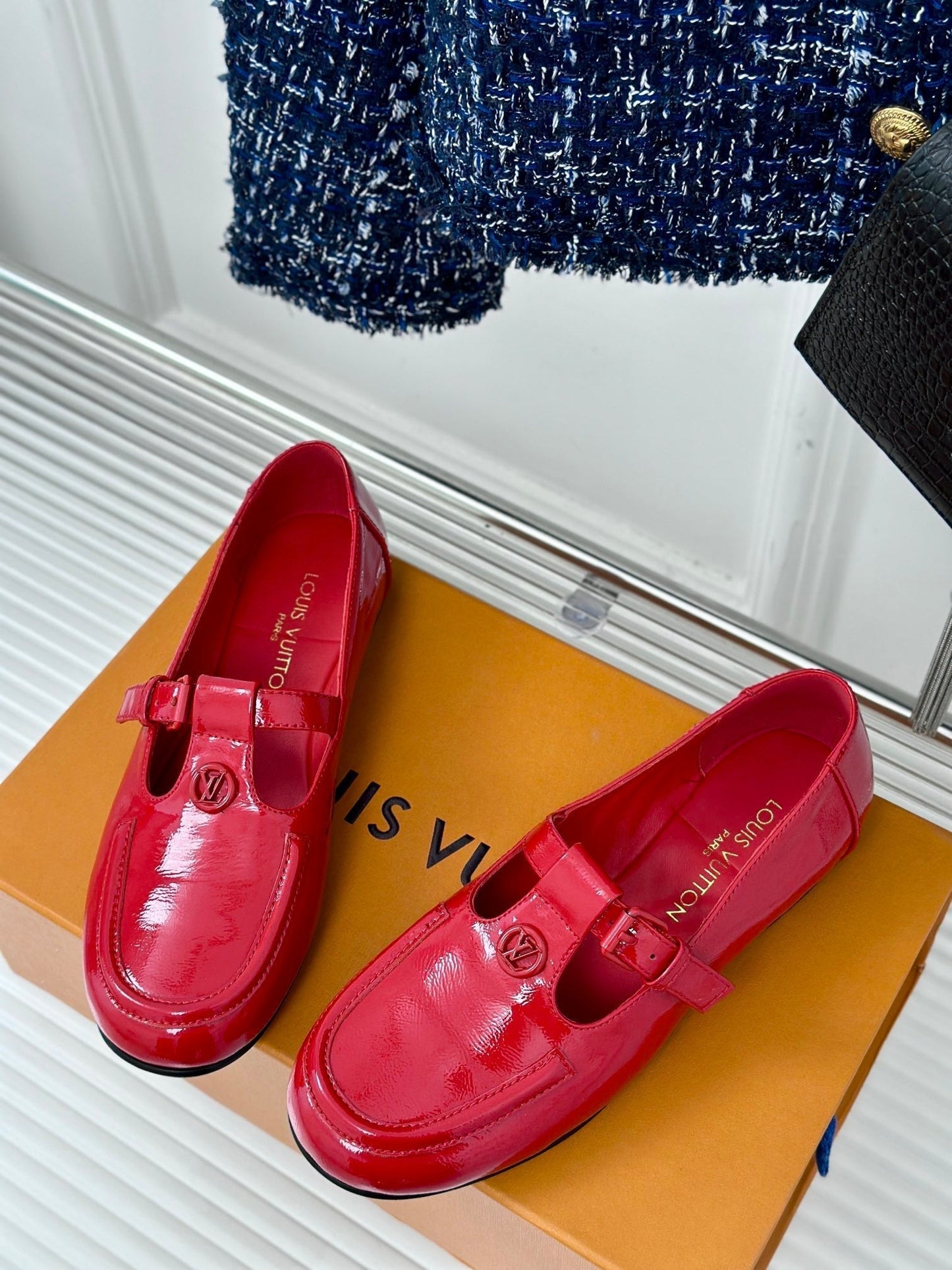 LOUIS VUITTON LV WOMEN SOHO FLAT MARY JANE IN CHERRY RED CALFSKIN