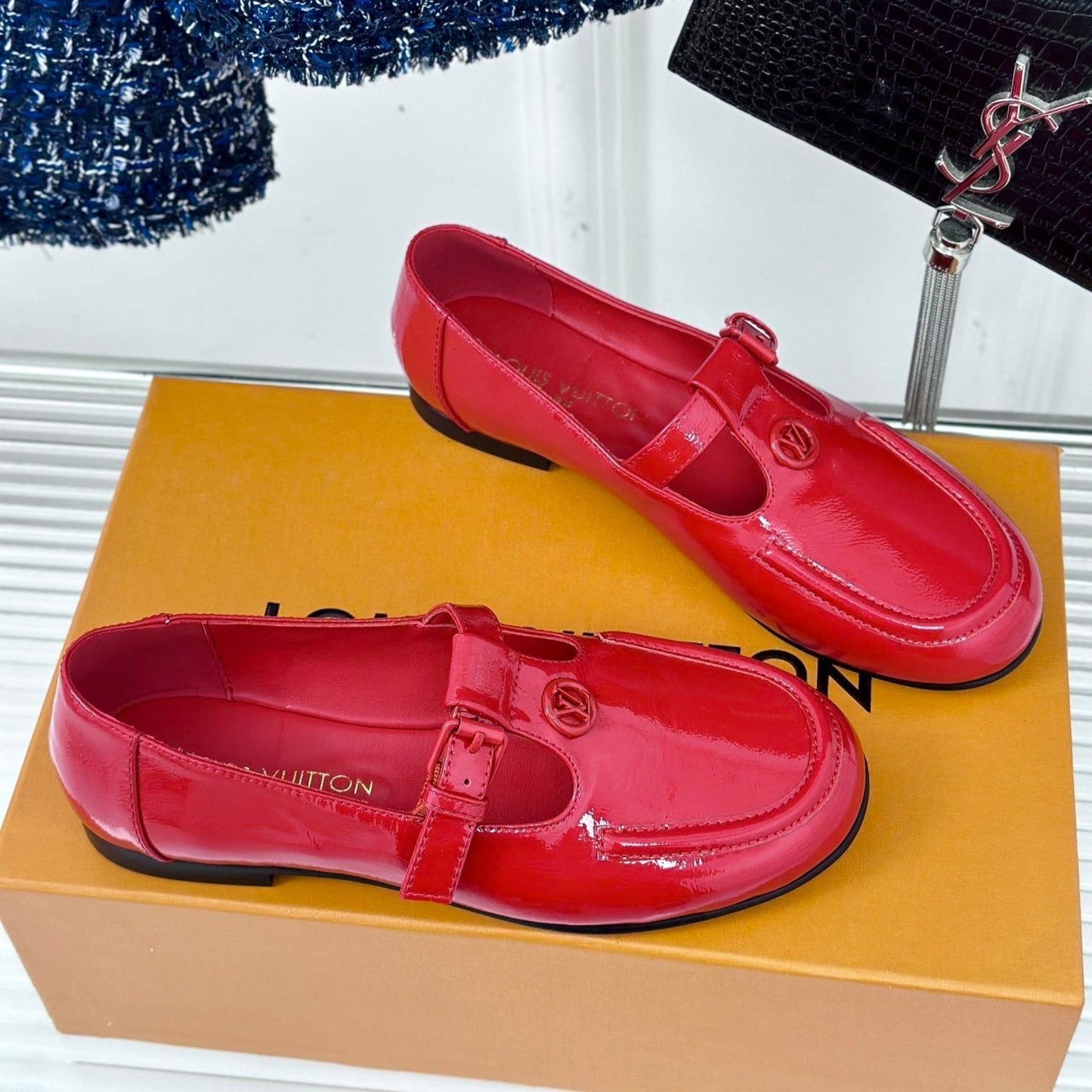 LOUIS VUITTON LV WOMEN SOHO FLAT MARY JANE IN CHERRY RED CALFSKIN