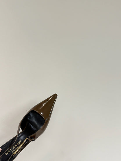 LOUIS VUITTON LEE SLINGBACK PUMPS 75 MM IN COFFEE BROWN PATENT CALFSKIN
