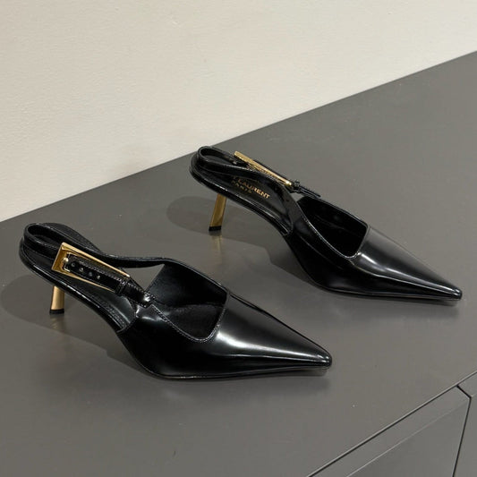 LOUIS VUITTON LEE SLINGBACK PUMPS 75 MM IN BLACK PATENT CALFSKIN