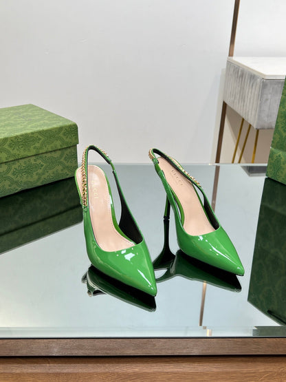 GUCCI SIGNORIA SLINGBACK PUMP GREEN LAMBSKIN