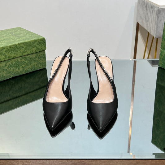 GUCCI SIGNORIA SLINGBACK PUMP BLACK LAMBSKIN