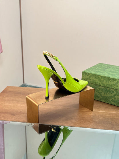 GUCCI SIGNORIA SLINGBACK PUMP CHARTREUSE CALFSKIN