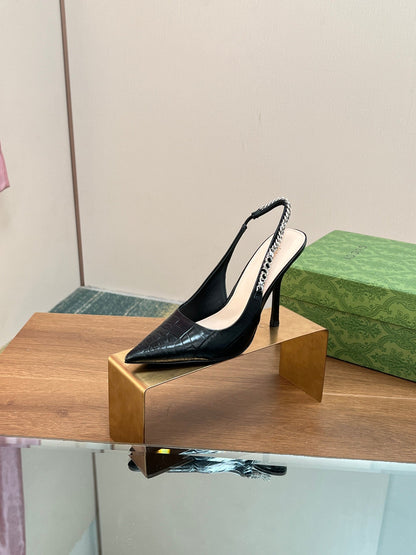 GUCCI SIGNORIA SLINGBACK PUMP BLACK CALFSKIN