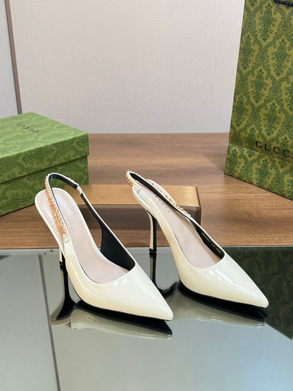 GUCCI SIGNORIA SLINGBACK PUMP WHITE LAMBSKIN