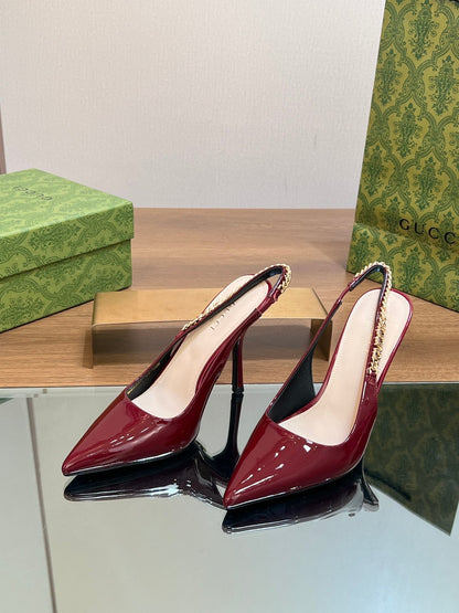 GUCCI SIGNORIA SLINGBACK PUMP BLOOD LAMBSKIN