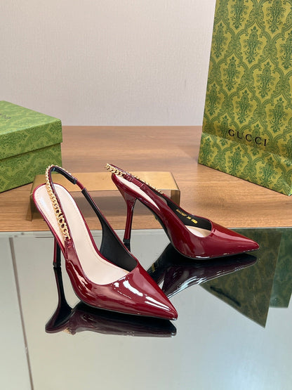 GUCCI SIGNORIA SLINGBACK PUMP BLOOD LAMBSKIN