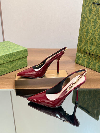 GUCCI SIGNORIA SLINGBACK PUMP BLOOD LAMBSKIN
