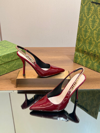 GUCCI SIGNORIA SLINGBACK PUMP BLOOD LAMBSKIN