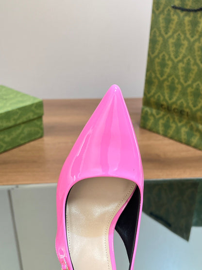 GUCCI SIGNORIA SLINGBACK PUMP BRIGHT PINK LAMBSKIN