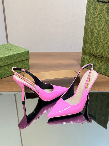 GUCCI SIGNORIA SLINGBACK PUMP BRIGHT PINK LAMBSKIN