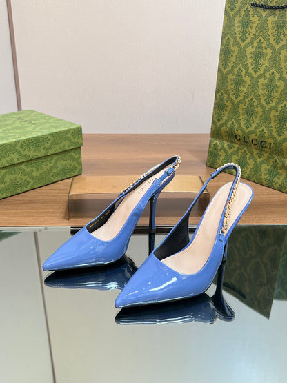 GUCCI SIGNORIA SLINGBACK PUMP SAPPHIRE LAMBSKIN