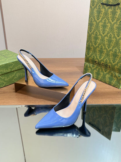 GUCCI SIGNORIA SLINGBACK PUMP SAPPHIRE LAMBSKIN