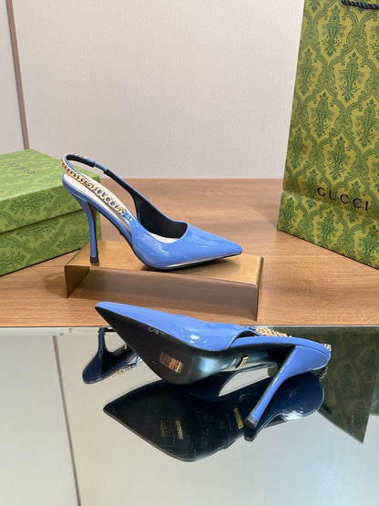GUCCI SIGNORIA SLINGBACK PUMP SAPPHIRE LAMBSKIN