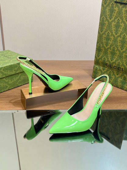 GUCCI SIGNORIA SLINGBACK PUMP SHAMROCK LAMBSKIN