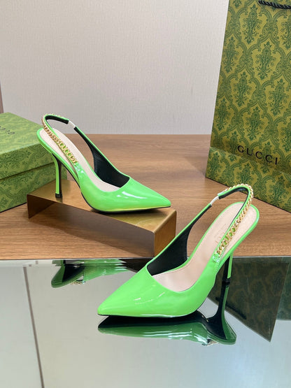 GUCCI SIGNORIA SLINGBACK PUMP SHAMROCK LAMBSKIN