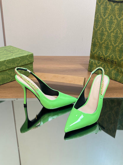 GUCCI SIGNORIA SLINGBACK PUMP SHAMROCK LAMBSKIN
