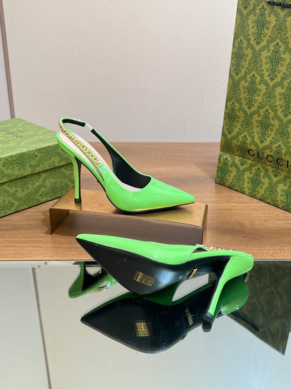 GUCCI SIGNORIA SLINGBACK PUMP SHAMROCK LAMBSKIN